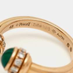 Pre Owned Piaget Possession Malachite Diamonds 18k Rose Gold Ring Size 48