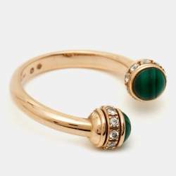 Pre Owned Piaget Possession Malachite Diamonds 18k Rose Gold Ring Size 48