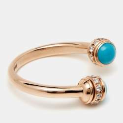 Piaget Possession Turquoise Diamond 18k Rose Gold Ring Size 51