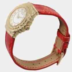 Pre Owned Piaget White 18k Yellow Gold Tanagra 16033 Quartz Women's Wristwatch 24 mm