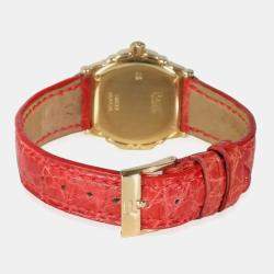 Pre Owned Piaget White 18k Yellow Gold Tanagra 16033 Quartz Women's Wristwatch 24 mm