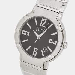 Pre Owned Piaget Black 18K White Gold Polo P10114 Unisex Wristwatch 38 mm