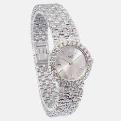 Pre Owned Piaget Tradition 8296D23 Manual Winding Silver 18k White Gold Diamond Women's Wristwatch 21 mm