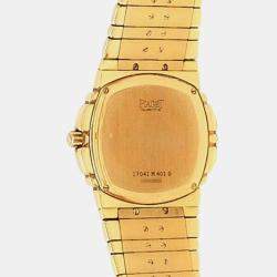 Pre Owned Piaget Tanagra 17041 M 401 D Quartz White Dial 18k Yellow Gold Women's Wristwatch 35 mm