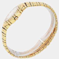 Pre Owned Piaget Tanagra 17041 M 401 D Quartz White Dial 18k Yellow Gold Women's Wristwatch 35 mm