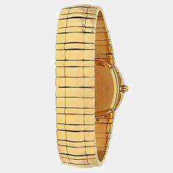 Pre Owned Piaget Tanagra 17041 M 401 D Quartz White Dial 18k Yellow Gold Women's Wristwatch 35 mm