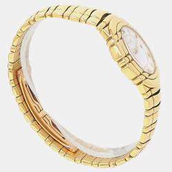Pre Owned Piaget Tanagra 17041 M 401 D Quartz White Dial 18k Yellow Gold Women's Wristwatch 35 mm