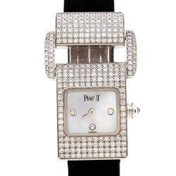 Piaget Mother of Pearl 18K White Gold Diamond Miss Protocole 5225 Women's Wristwatch 17MM