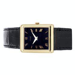 Pre Owned Piaget Black 18K Yellow Gold Vintage Rectangle 9150 Women's Wristwatch 30 x 20 MM