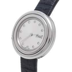 Pre Owned Piaget Silver Stainless Steel Alligator Possesion GOA43080 Women's Wristwatch 29 mm