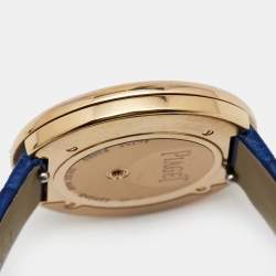 Pre Owned Piaget Silver Diamond 18k Rose Gold Alligator Possession G0A43091 Women's Wristwatch 34 mm