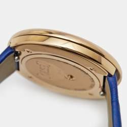 Pre Owned Piaget Silver Diamond 18k Rose Gold Alligator Possession G0A43091 Women's Wristwatch 34 mm