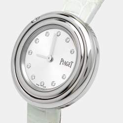 Piaget Silver Diamond Stainless Steel Alligator Possession G0A43090 Women's Wristwatch 34 mm