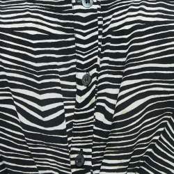 Pre Owned Pierre Balmain Black/White Printed Silk Waist Tie-Up Detail Mini Dress M