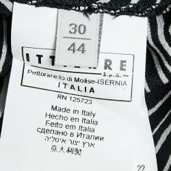 Pre Owned Pierre Balmain Black/White Printed Silk Waist Tie-Up Detail Mini Dress M