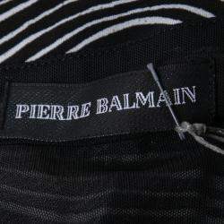 Pierre Balmain Black and White Stretch Zebra Print Draped Jersey Mini Dress L 