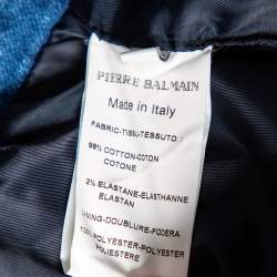 Pierre Balmain Blue Denim Double Breasted Band Jacket M