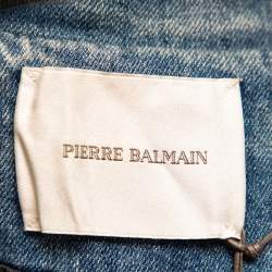Pierre Balmain Blue Denim Double Breasted Band Jacket M