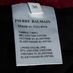 Pierre Balmain Maroon Velvet Button Detail High Waist Short S
