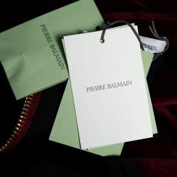 Pierre Balmain Maroon Velvet Button Detail High Waist Short S