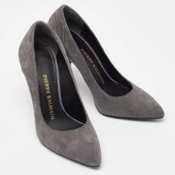 Pierre Balmain Grey Suede Pointed Toe Pumps Size 35