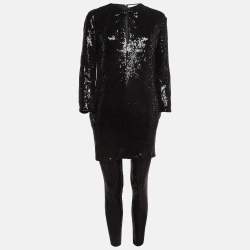 Pierre Balmain Black Sequin Blouse and Pants Set L