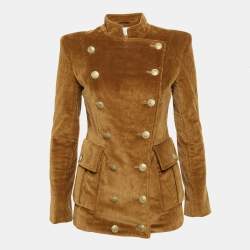 Pierre Balmain Brown Corduroy Double Breasted Jacket S