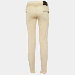 Pre Owned Pierre Balmain Beige Denim Ribbed Slim Fit jeans M/Waist 30"