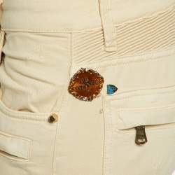 Pre Owned Pierre Balmain Beige Denim Ribbed Slim Fit jeans M/Waist 30"