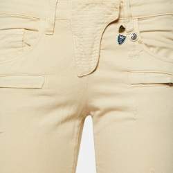 Pre Owned Pierre Balmain Beige Denim Ribbed Slim Fit jeans M/Waist 30"