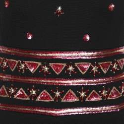 Pre Owned Pierre Balmain Black Stretch Fabric Embellished Dress M