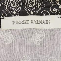 Pierre Balmain Black Paisley Print Silk Tie Knot Crop Top M