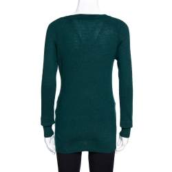 Pierre Balmain Green Cashmere & Wool Blend Button Detail Sweater S