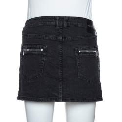 Pierre Balmain Dark Grey Washed Denim Mini Skirt M