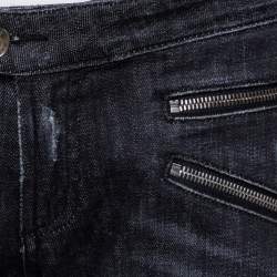 Pierre Balmain Black Denim Skinny Biker Jeans L
