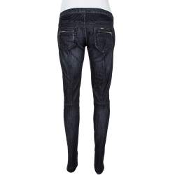 Pierre Balmain Black Denim Skinny Biker Jeans L