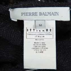 Pierre Balmain Black Sequin Embellished Oversized Knit Top M