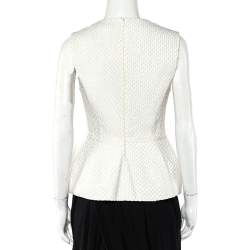 Pierre Balmain Cream Embroidered Cotton Peplum Top M