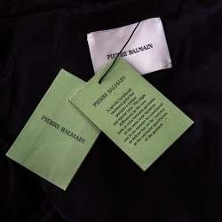 Pre Owned Pierre Balmain Black Leather Zip Front Waist Belt Detail Biker Jacket L