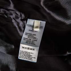 Pre Owned Pierre Balmain Black Leather Zip Front Waist Belt Detail Biker Jacket L