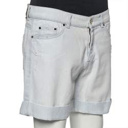 Pierre Balmain Light Blue Denim Distressed Shorts M