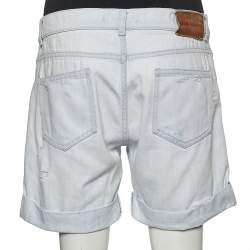 Pierre Balmain Light Blue Denim Distressed Shorts M