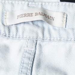 Pierre Balmain Light Blue Denim Distressed Shorts M