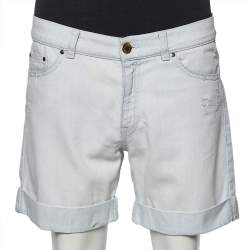 Pierre Balmain Light Blue Denim Distressed Shorts M