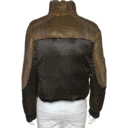 Pierre Balmain Black & Gold Embellished Down Silk Bomber Jacket XS