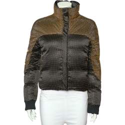 Pierre Balmain Black & Gold Embellished Down Silk Bomber Jacket XS