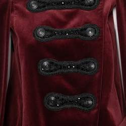 Pierre Balmain Red Velvet Embellished Double Breasted Cape Jacket S