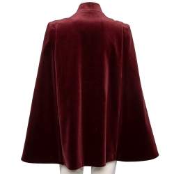 Pierre Balmain Red Velvet Embellished Double Breasted Cape Jacket S