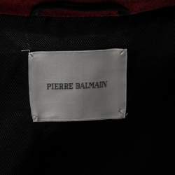 Pierre Balmain Red Velvet Embellished Double Breasted Cape Jacket S