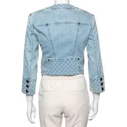 Pierre Balmain Light Blue Denim Shoulder Pad Detailed Jacket S